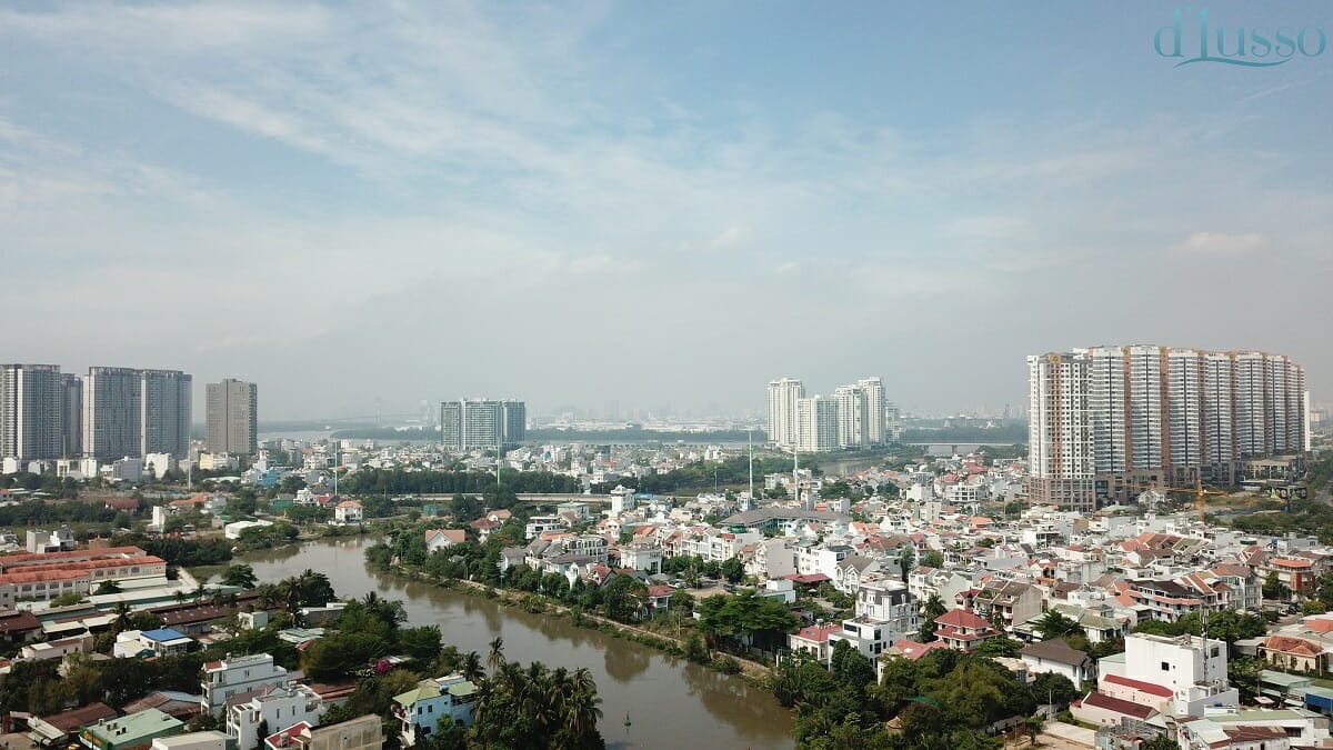 Hướng view căn hộ Precia Quận 2 11 Flycam view toàn ảnh D'Lusso Quận 2